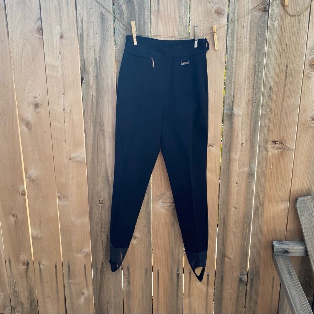 Edelweiss Womens Vintage Stretch Ski Snow Pants Black Boot Stirrup 80s 90s SZ4